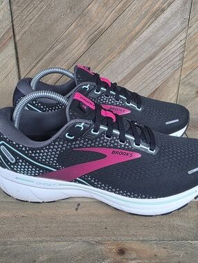 Brooks Ghost 14 Womens Athletic Running Shoes Size 9.5 D Black Pink 1203561D013